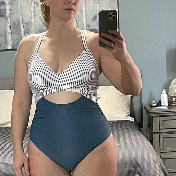 Women's One Piece Tummy Control Cutout High Waisted Wrap Tie Back Swimsuit - Picture 6 of 9